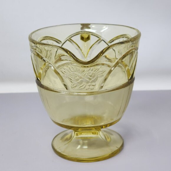 Vintage Yellow Depression Glass Creamer & Sugar Set - Picture 3 of 15